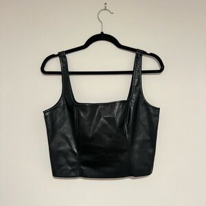 Calvin Klein Black Faux Leather Crop Top